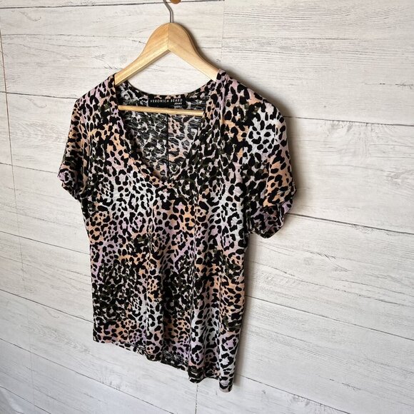 Veronica Beard Shirt Womens Size Small Colorful Leopard Print 100% Pima Cotton - Picture 4 of 10